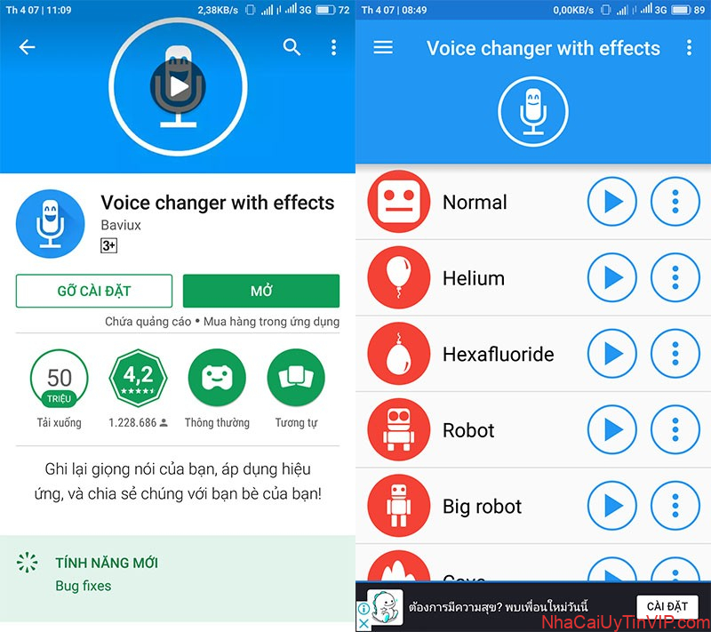 Voice changer with effect
